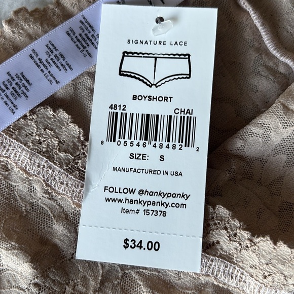 NWT HANKY PANKY Signature Lace Boyshort Women's size S in Chai color - Picture 3 of 5